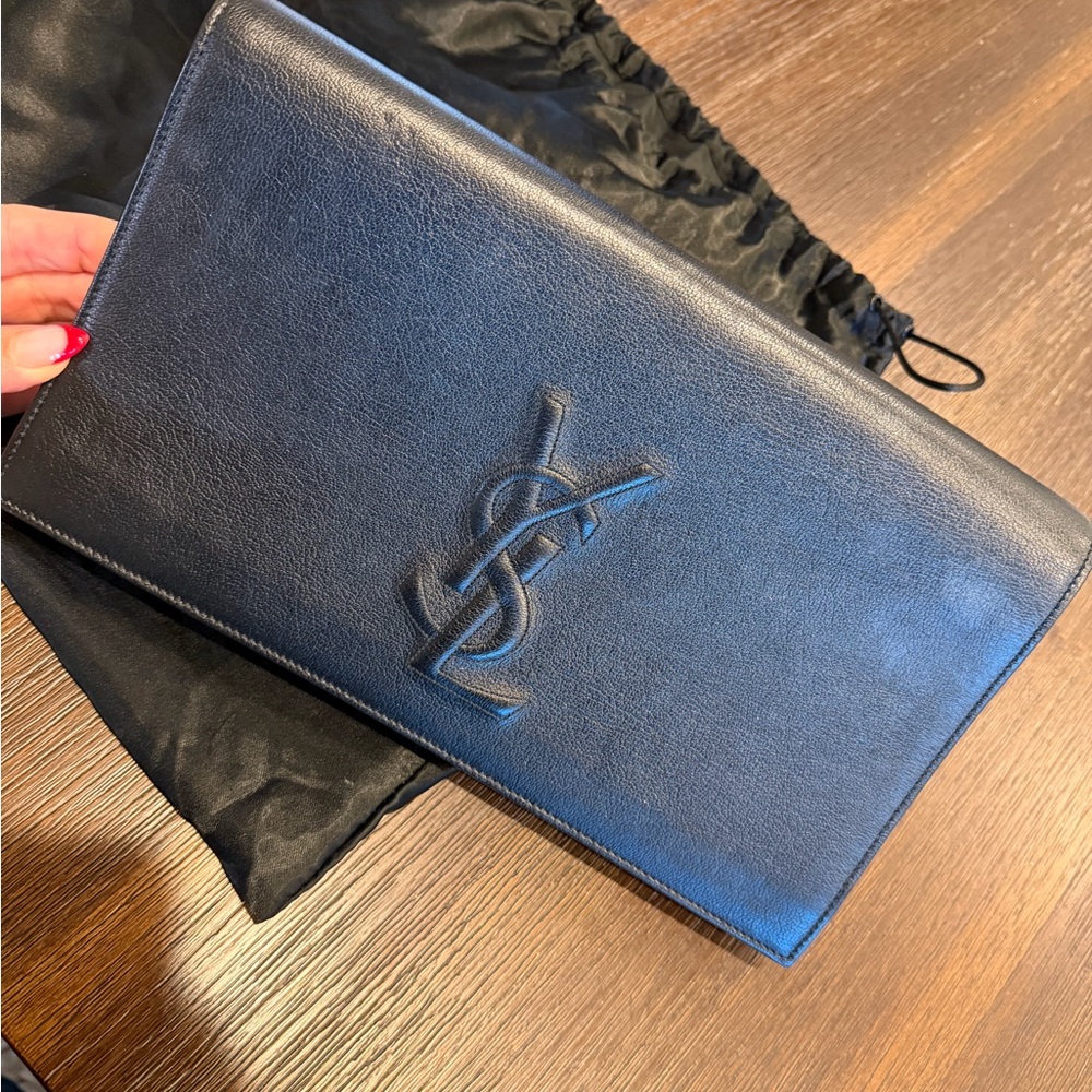 Saint Laurent black Embossed Leather Clutch